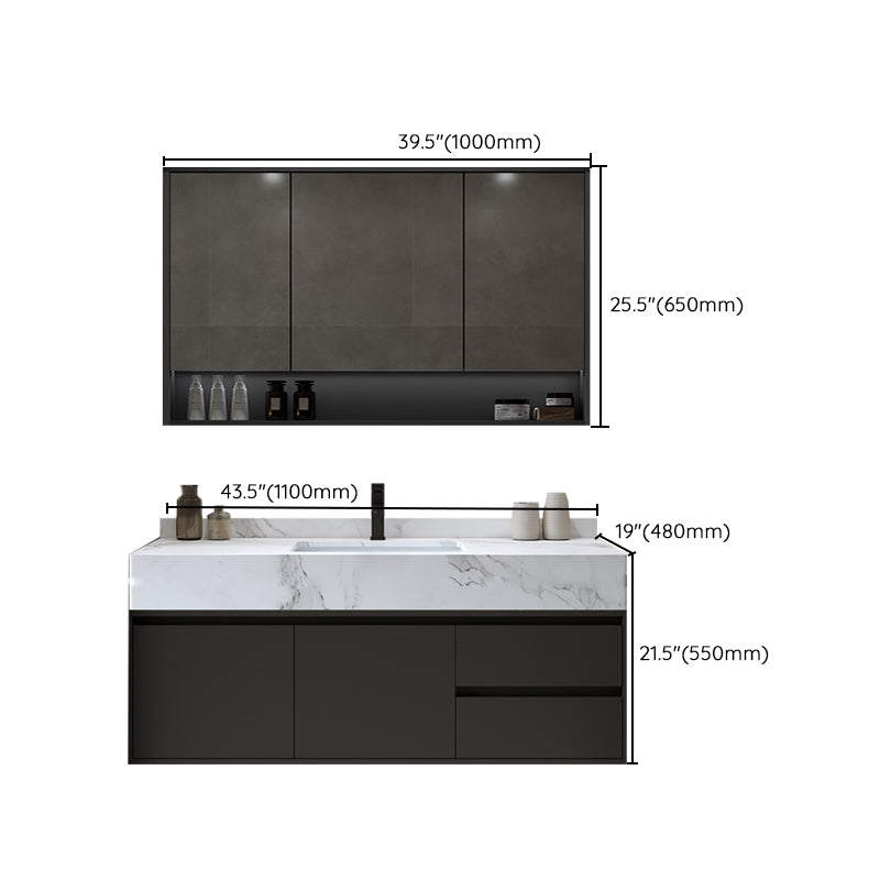 Modern Wall Mount Bathroom Sink Vanity Wood Sink Vanity with Mirror Clearhalo 'Bathroom Remodel & Bathroom Fixtures' 'Bathroom Vanities' 'bathroom_vanities' 'Home Improvement' 'home_improvement' 'home_improvement_bathroom_vanities' 7678535