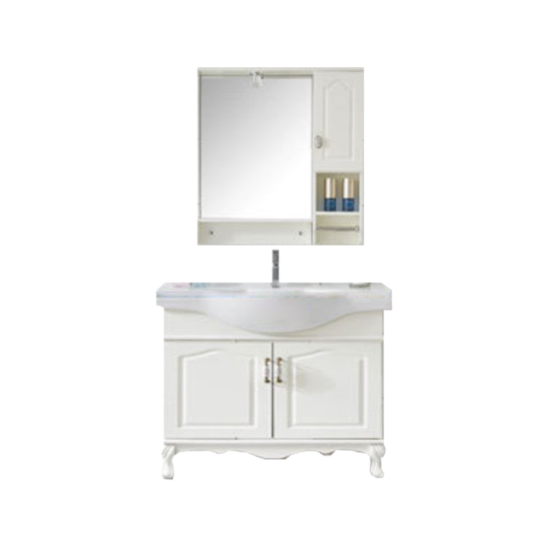 Traditional Freestanding Bathroom Sink Vanity Wood Sink Vanity with Mirror Vanity & Faucet & Mirror Cabinet White Clearhalo 'Bathroom Remodel & Bathroom Fixtures' 'Bathroom Vanities' 'bathroom_vanities' 'Home Improvement' 'home_improvement' 'home_improvement_bathroom_vanities' 7678538