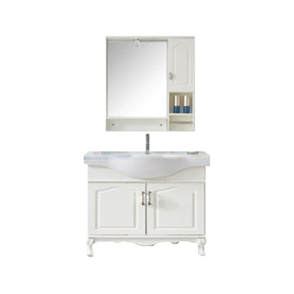 Traditional Freestanding Bathroom Sink Vanity Wood Sink Vanity with Mirror Vanity & Faucet & Mirror Cabinet White Clearhalo 'Bathroom Remodel & Bathroom Fixtures' 'Bathroom Vanities' 'bathroom_vanities' 'Home Improvement' 'home_improvement' 'home_improvement_bathroom_vanities' 7678538