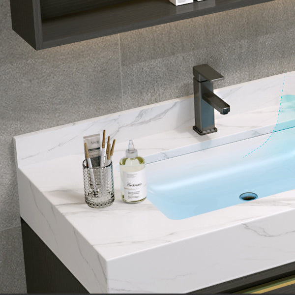 Glam Bathroom Sink Vanity Freestanding Bathroom Vanity with Mirror Clearhalo 'Bathroom Remodel & Bathroom Fixtures' 'Bathroom Vanities' 'bathroom_vanities' 'Home Improvement' 'home_improvement' 'home_improvement_bathroom_vanities' 7678585