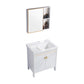 Freestanding White Vanity Rectangular Metal Frame Mirror Single Sink Bath Vanity with Door Vanity & Mirror Cabinet Clearhalo 'Bathroom Remodel & Bathroom Fixtures' 'Bathroom Vanities' 'bathroom_vanities' 'Home Improvement' 'home_improvement' 'home_improvement_bathroom_vanities' 7678636