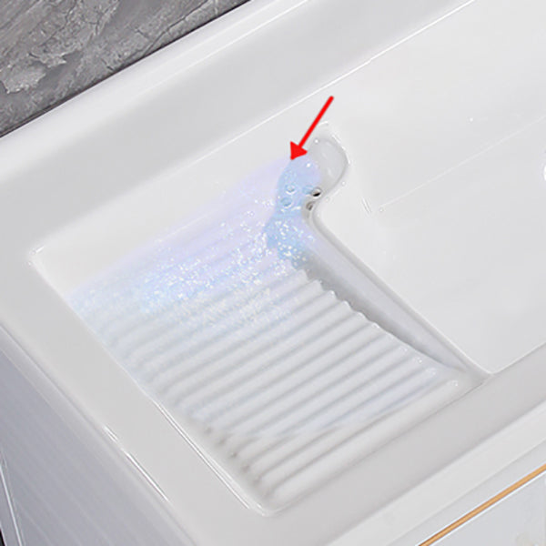 Freestanding White Vanity Rectangular Metal Frame Mirror Single Sink Bath Vanity with Door Clearhalo 'Bathroom Remodel & Bathroom Fixtures' 'Bathroom Vanities' 'bathroom_vanities' 'Home Improvement' 'home_improvement' 'home_improvement_bathroom_vanities' 7678646