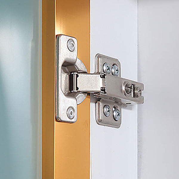 Freestanding White Vanity Rectangular Metal Frame Mirror Single Sink Bath Vanity with Door Clearhalo 'Bathroom Remodel & Bathroom Fixtures' 'Bathroom Vanities' 'bathroom_vanities' 'Home Improvement' 'home_improvement' 'home_improvement_bathroom_vanities' 7678647