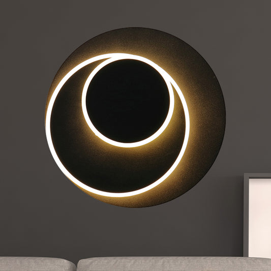 Rotatable Round/Square Shaped Wall Sconce Simple Style Metallic Warm/White Lighting LED Black Wall Sconce for Bedside Black Round Clearhalo 'Cast Iron' 'Glass' 'Industrial' 'Modern wall lights' 'Modern' 'Tiffany' 'Traditional wall lights' 'Wall Lamps & Sconces' 'Wall Lights' Lighting' 767888