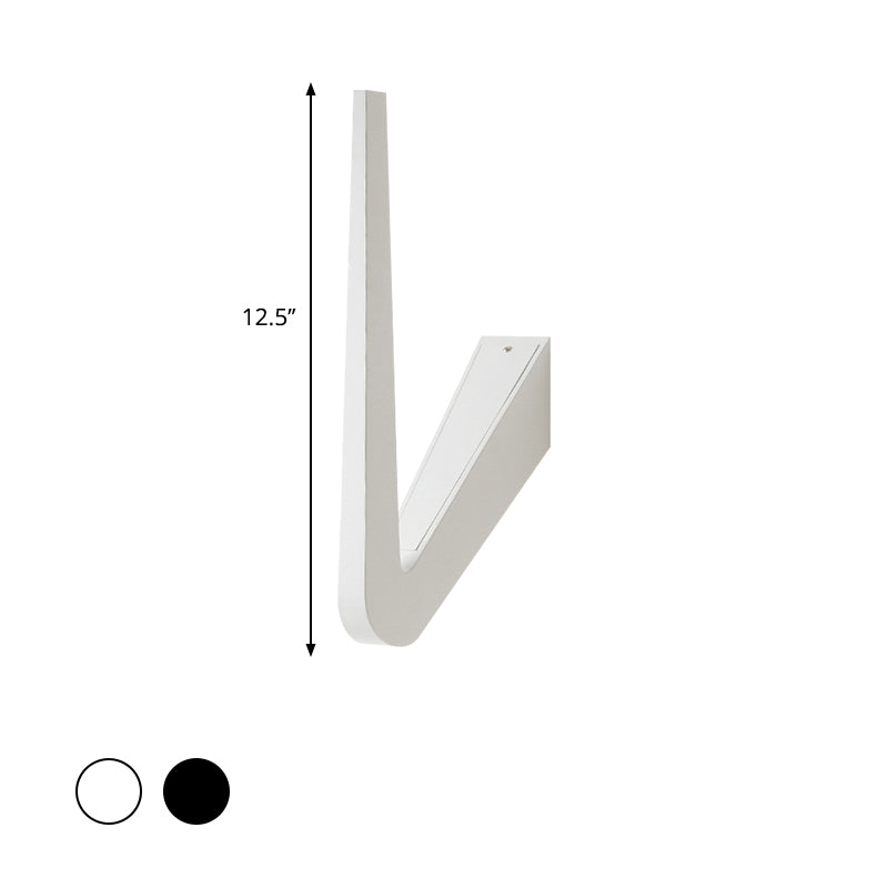V Shaped Wall Lighting Contemporary Style Metal LED Black/White Wall Lamp for Corridor, Warm/White Light Clearhalo 'Cast Iron' 'Glass' 'Industrial' 'Modern wall lights' 'Modern' 'Tiffany' 'Traditional wall lights' 'Wall Lamps & Sconces' 'Wall Lights' Lighting' 767902