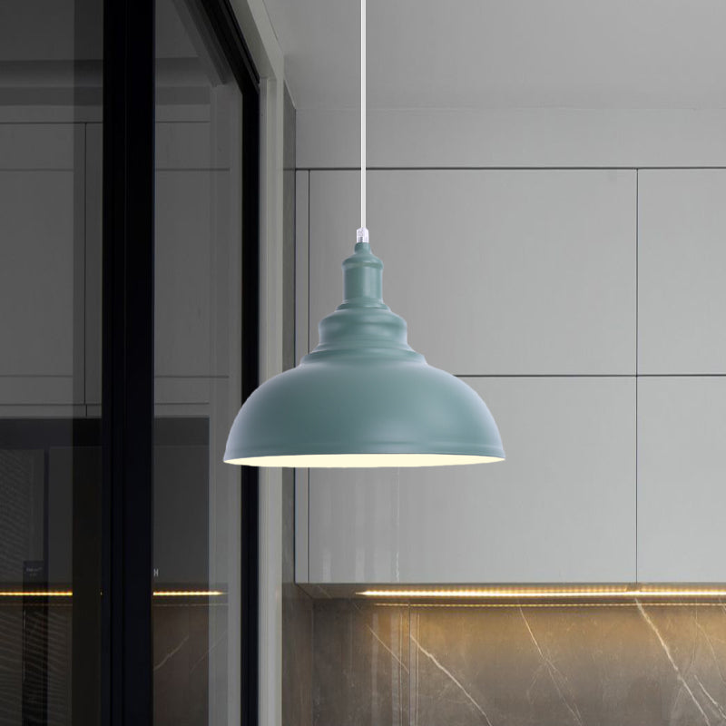 1 Bulb Bowl Hanging Fixture Industrial Stylish Pink/Yellow Metal Pendant Lamp for Living Room Clearhalo 'Ceiling Lights' 'Modern Pendants' 'Modern' 'Pendant Lights' 'Pendants' Lighting' 768089