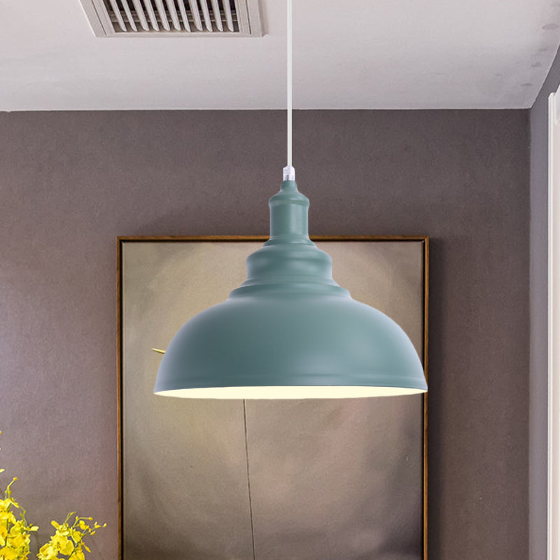1 Bulb Bowl Hanging Fixture Industrial Stylish Pink/Yellow Metal Pendant Lamp for Living Room Clearhalo 'Ceiling Lights' 'Modern Pendants' 'Modern' 'Pendant Lights' 'Pendants' Lighting' 768090