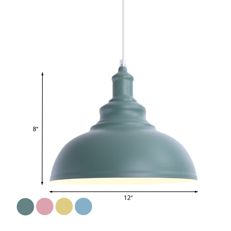 1 Bulb Bowl Hanging Fixture Industrial Stylish Pink/Yellow Metal Pendant Lamp for Living Room Clearhalo 'Ceiling Lights' 'Modern Pendants' 'Modern' 'Pendant Lights' 'Pendants' Lighting' 768092
