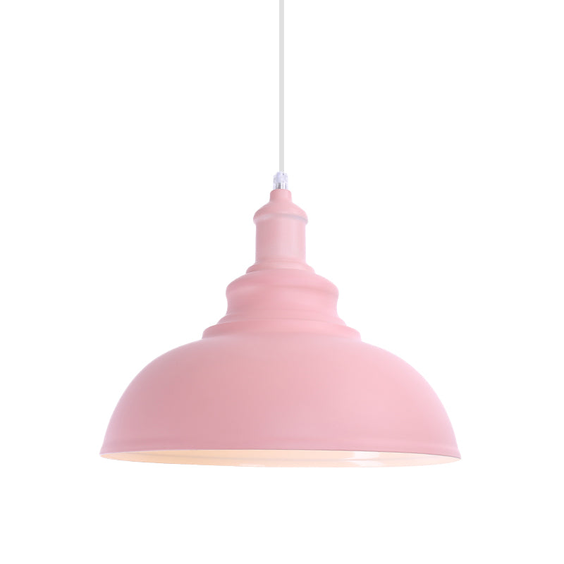 1 Bulb Bowl Hanging Fixture Industrial Stylish Pink/Yellow Metal Pendant Lamp for Living Room Clearhalo 'Ceiling Lights' 'Modern Pendants' 'Modern' 'Pendant Lights' 'Pendants' Lighting' 768096