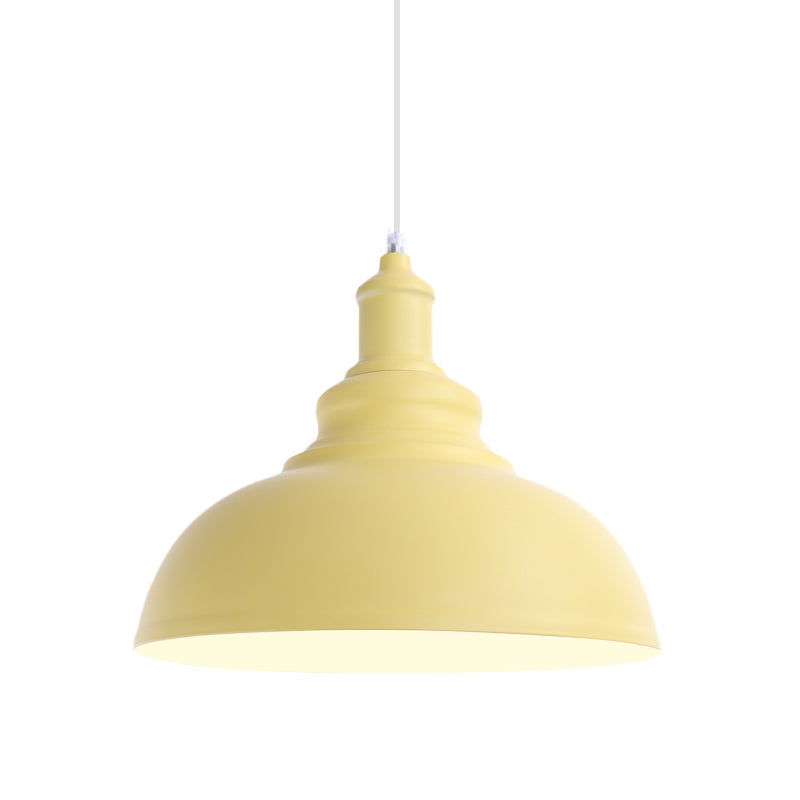 1 Bulb Bowl Hanging Fixture Industrial Stylish Pink/Yellow Metal Pendant Lamp for Living Room Clearhalo 'Ceiling Lights' 'Modern Pendants' 'Modern' 'Pendant Lights' 'Pendants' Lighting' 768100
