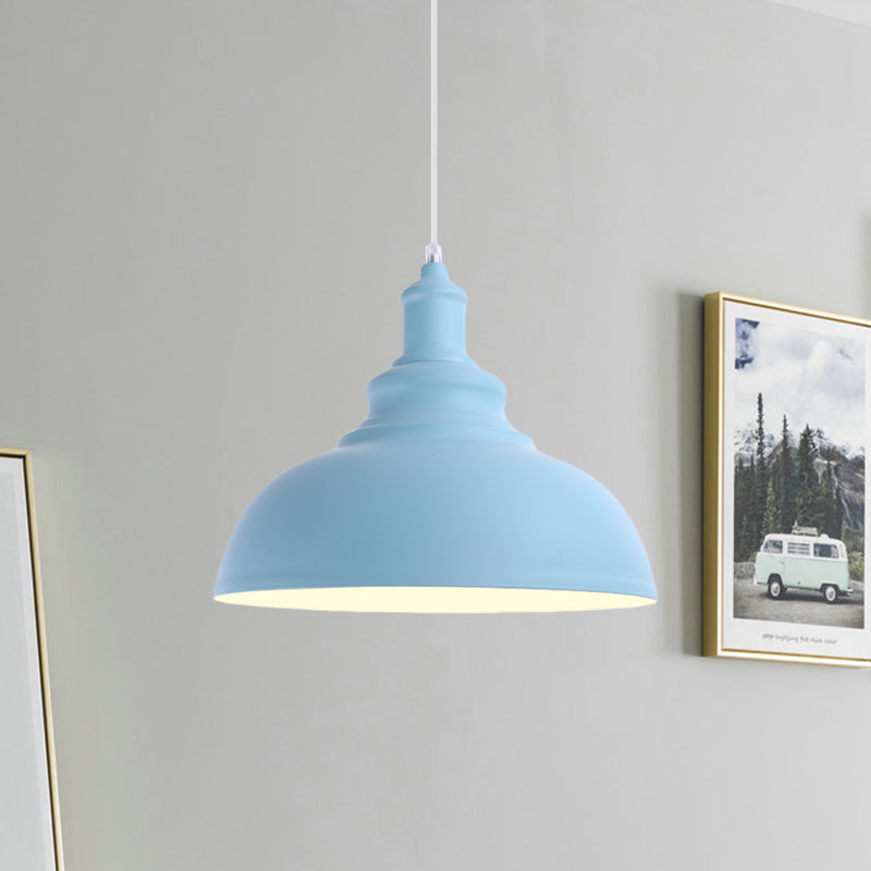 1 Bulb Bowl Hanging Fixture Industrial Stylish Pink/Yellow Metal Pendant Lamp for Living Room Clearhalo 'Ceiling Lights' 'Modern Pendants' 'Modern' 'Pendant Lights' 'Pendants' Lighting' 768102