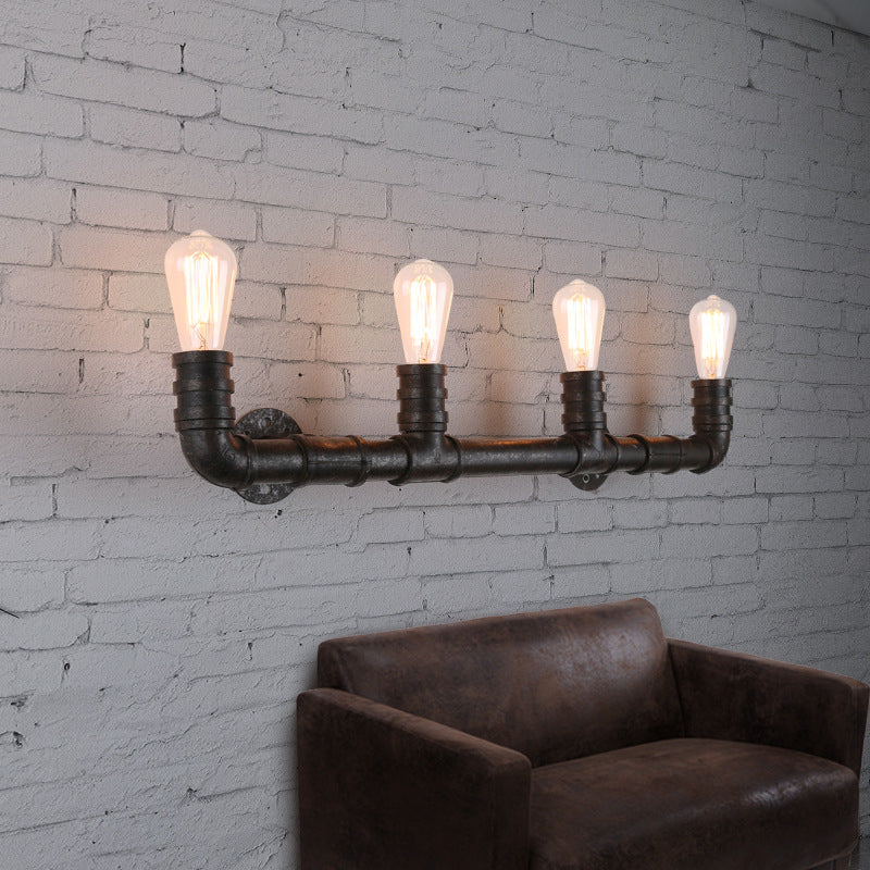 4 Bulbs Linear Wall Mount Light with Pipe Design Industrial Style Black/Bronze Wall Sconce for Kitchen Clearhalo 'Art deco wall lights' 'Cast Iron' 'Glass' 'Industrial wall lights' 'Industrial' 'Middle century wall lights' 'Modern' 'Rustic wall lights' 'Tiffany' 'Traditional wall lights' 'Wall Lamps & Sconces' 'Wall Lights' Lighting' 768206