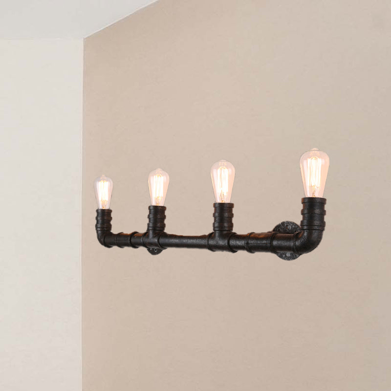 4 Bulbs Linear Wall Mount Light with Pipe Design Industrial Style Black/Bronze Wall Sconce for Kitchen Clearhalo 'Art deco wall lights' 'Cast Iron' 'Glass' 'Industrial wall lights' 'Industrial' 'Middle century wall lights' 'Modern' 'Rustic wall lights' 'Tiffany' 'Traditional wall lights' 'Wall Lamps & Sconces' 'Wall Lights' Lighting' 768207