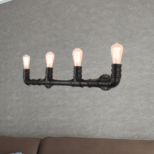 4 Bulbs Linear Wall Mount Light with Pipe Design Industrial Style Black/Bronze Wall Sconce for Kitchen Clearhalo 'Art deco wall lights' 'Cast Iron' 'Glass' 'Industrial wall lights' 'Industrial' 'Middle century wall lights' 'Modern' 'Rustic wall lights' 'Tiffany' 'Traditional wall lights' 'Wall Lamps & Sconces' 'Wall Lights' Lighting' 768211
