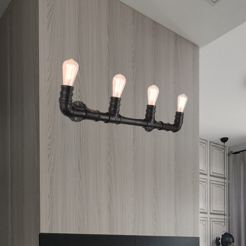 4 Bulbs Linear Wall Mount Light with Pipe Design Industrial Style Black/Bronze Wall Sconce for Kitchen Clearhalo 'Art deco wall lights' 'Cast Iron' 'Glass' 'Industrial wall lights' 'Industrial' 'Middle century wall lights' 'Modern' 'Rustic wall lights' 'Tiffany' 'Traditional wall lights' 'Wall Lamps & Sconces' 'Wall Lights' Lighting' 768212
