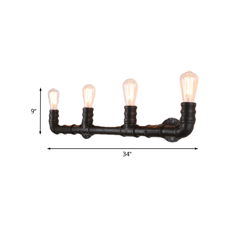 4 Bulbs Linear Wall Mount Light with Pipe Design Industrial Style Black/Bronze Wall Sconce for Kitchen Clearhalo 'Art deco wall lights' 'Cast Iron' 'Glass' 'Industrial wall lights' 'Industrial' 'Middle century wall lights' 'Modern' 'Rustic wall lights' 'Tiffany' 'Traditional wall lights' 'Wall Lamps & Sconces' 'Wall Lights' Lighting' 768214
