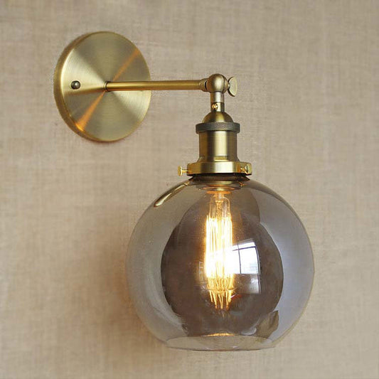 1 Light Bubble Shade Sconce Light Vintage Brass Smoked Glass Wall Lamp for Coffee Shop Smoke Gray Clearhalo 'Art deco wall lights' 'Cast Iron' 'Glass' 'Industrial wall lights' 'Industrial' 'Middle century wall lights' 'Modern' 'Rustic wall lights' 'Tiffany' 'Traditional wall lights' 'Wall Lamps & Sconces' 'Wall Lights' Lighting' 768335