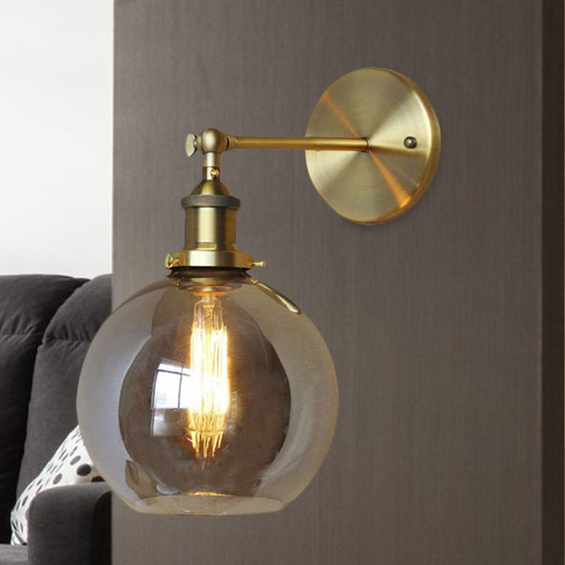 1 Light Bubble Shade Sconce Light Vintage Brass Smoked Glass Wall Lamp for Coffee Shop Clearhalo 'Art deco wall lights' 'Cast Iron' 'Glass' 'Industrial wall lights' 'Industrial' 'Middle century wall lights' 'Modern' 'Rustic wall lights' 'Tiffany' 'Traditional wall lights' 'Wall Lamps & Sconces' 'Wall Lights' Lighting' 768337