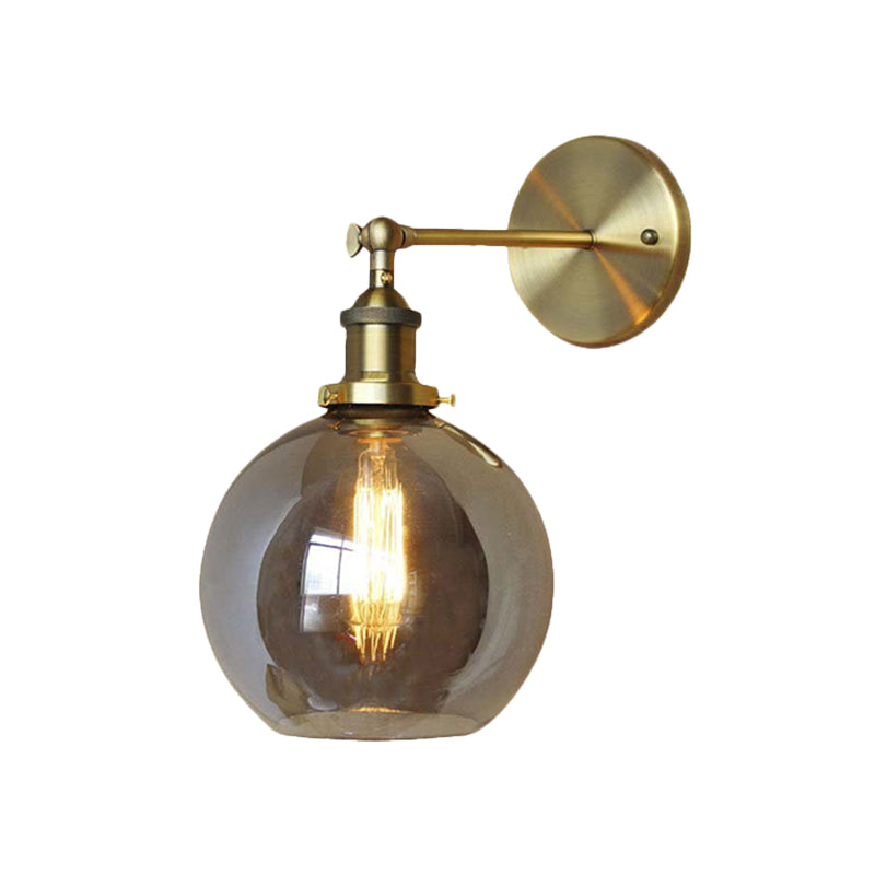 1 Light Bubble Shade Sconce Light Vintage Brass Smoked Glass Wall Lamp for Coffee Shop Clearhalo 'Art deco wall lights' 'Cast Iron' 'Glass' 'Industrial wall lights' 'Industrial' 'Middle century wall lights' 'Modern' 'Rustic wall lights' 'Tiffany' 'Traditional wall lights' 'Wall Lamps & Sconces' 'Wall Lights' Lighting' 768338