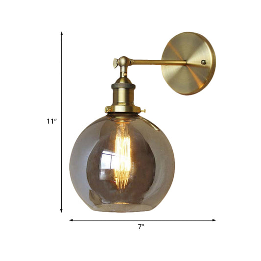 1 Light Bubble Shade Sconce Light Vintage Brass Smoked Glass Wall Lamp for Coffee Shop Clearhalo 'Art deco wall lights' 'Cast Iron' 'Glass' 'Industrial wall lights' 'Industrial' 'Middle century wall lights' 'Modern' 'Rustic wall lights' 'Tiffany' 'Traditional wall lights' 'Wall Lamps & Sconces' 'Wall Lights' Lighting' 768339