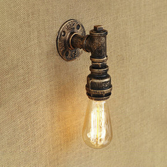 Aged Brass Pipe Wall Sconce Lamp Vintage Industrial Wrought Iron 1 Light Indoor Wall Lighting Antique Brass A Clearhalo 'Art deco wall lights' 'Cast Iron' 'Glass' 'Industrial wall lights' 'Industrial' 'Middle century wall lights' 'Modern' 'Rustic wall lights' 'Tiffany' 'Traditional wall lights' 'Wall Lamps & Sconces' 'Wall Lights' Lighting' 768350