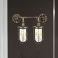 Farmhouse Wire Guard Wall Lamp with Valve Wheel 2 Bulbs Wrought Iron Sconce Lighting in Brass Clearhalo 'Art deco wall lights' 'Cast Iron' 'Glass' 'Industrial wall lights' 'Industrial' 'Middle century wall lights' 'Modern' 'Rustic wall lights' 'Tiffany' 'Traditional wall lights' 'Wall Lamps & Sconces' 'Wall Lights' Lighting' 768510