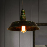 1 Light Barn Hanging Lamp Antique Style Green Wrought Iron Ceiling Pendant Light for Restaurant Clearhalo 'Art Deco Pendants' 'Cast Iron' 'Ceiling Lights' 'Ceramic' 'Crystal' 'Industrial Pendants' 'Industrial' 'Metal' 'Middle Century Pendants' 'Pendant Lights' 'Pendants' 'Tiffany' Lighting' 768564