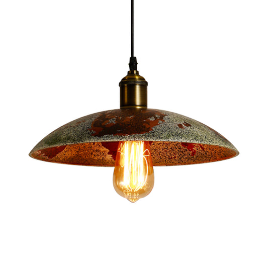 Rust Bowl Hanging Ceiling Light Farmhouse Stylish Wrought Iron 1 Light Indoor Pendant Lamp with Cord Clearhalo 'Art Deco Pendants' 'Cast Iron' 'Ceiling Lights' 'Ceramic' 'Crystal' 'Industrial Pendants' 'Industrial' 'Metal' 'Middle Century Pendants' 'Pendant Lights' 'Pendants' 'Tiffany' Lighting' 768570