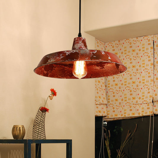 Farmhouse Style Barn Pendant Light 1 Bulb Wrought Iron Hanging Lamp in Rust for Restaurant Clearhalo 'Art Deco Pendants' 'Cast Iron' 'Ceiling Lights' 'Ceramic' 'Crystal' 'Industrial Pendants' 'Industrial' 'Metal' 'Middle Century Pendants' 'Pendant Lights' 'Pendants' 'Tiffany' Lighting' 768574