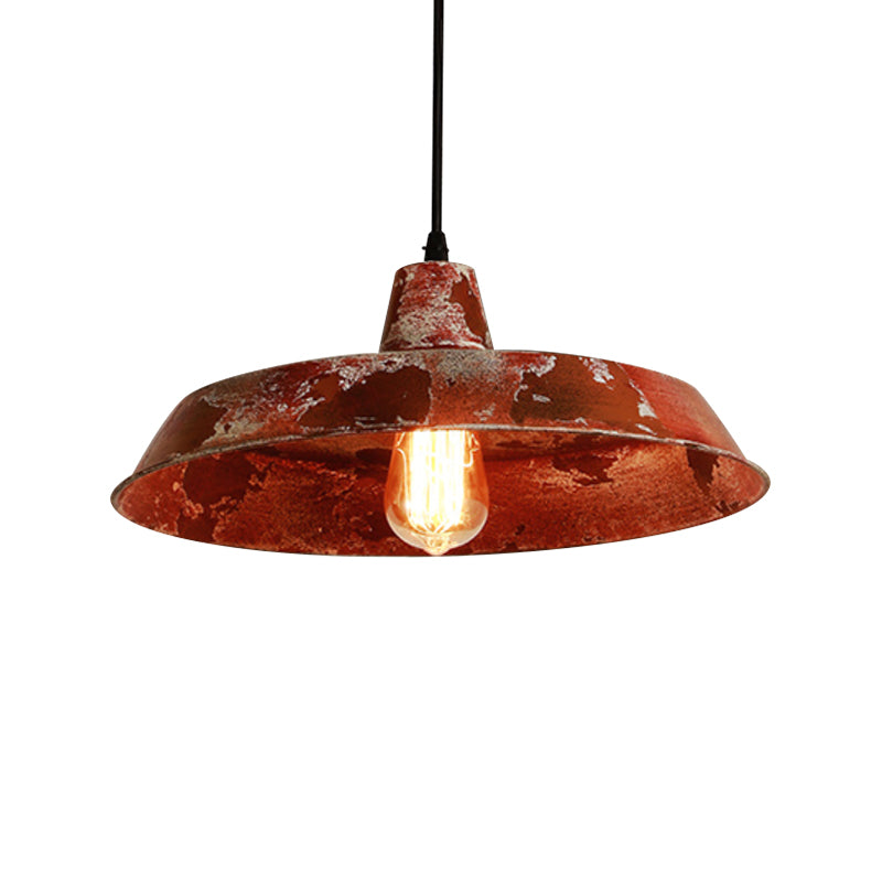 Farmhouse Style Barn Pendant Light 1 Bulb Wrought Iron Hanging Lamp in Rust for Restaurant Clearhalo 'Art Deco Pendants' 'Cast Iron' 'Ceiling Lights' 'Ceramic' 'Crystal' 'Industrial Pendants' 'Industrial' 'Metal' 'Middle Century Pendants' 'Pendant Lights' 'Pendants' 'Tiffany' Lighting' 768575