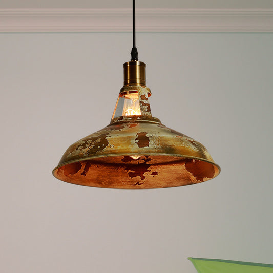 Rustic Style Barn Ceiling Pendant Lamp 1 Light Wrought Iron Hanging Light in Rust for Restaurant Clearhalo 'Art Deco Pendants' 'Cast Iron' 'Ceiling Lights' 'Ceramic' 'Crystal' 'Industrial Pendants' 'Industrial' 'Metal' 'Middle Century Pendants' 'Pendant Lights' 'Pendants' 'Tiffany' Lighting' 768578