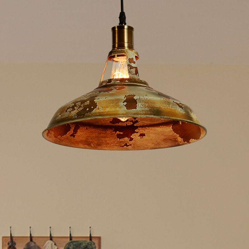 Rustic Style Barn Ceiling Pendant Lamp 1 Light Wrought Iron Hanging Light in Rust for Restaurant Clearhalo 'Art Deco Pendants' 'Cast Iron' 'Ceiling Lights' 'Ceramic' 'Crystal' 'Industrial Pendants' 'Industrial' 'Metal' 'Middle Century Pendants' 'Pendant Lights' 'Pendants' 'Tiffany' Lighting' 768579