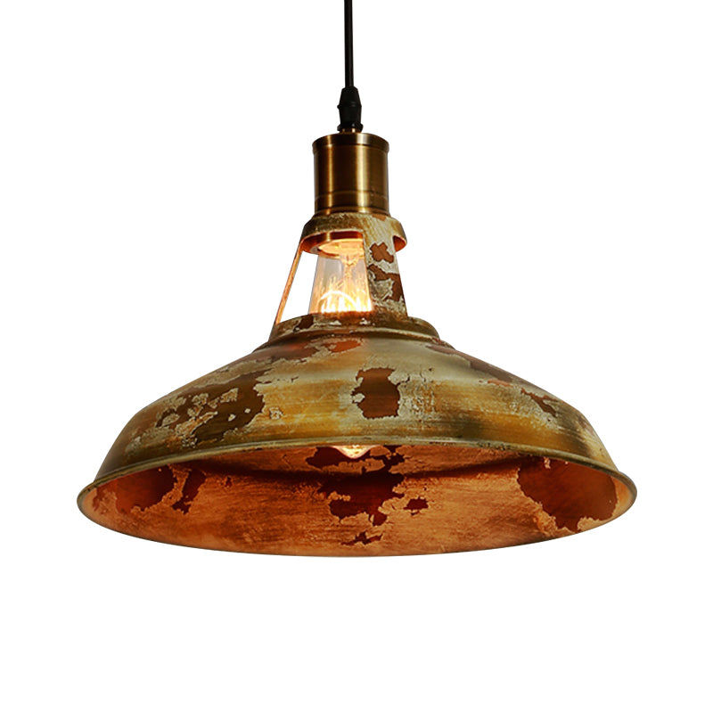 Rustic Style Barn Ceiling Pendant Lamp 1 Light Wrought Iron Hanging Light in Rust for Restaurant Clearhalo 'Art Deco Pendants' 'Cast Iron' 'Ceiling Lights' 'Ceramic' 'Crystal' 'Industrial Pendants' 'Industrial' 'Metal' 'Middle Century Pendants' 'Pendant Lights' 'Pendants' 'Tiffany' Lighting' 768580