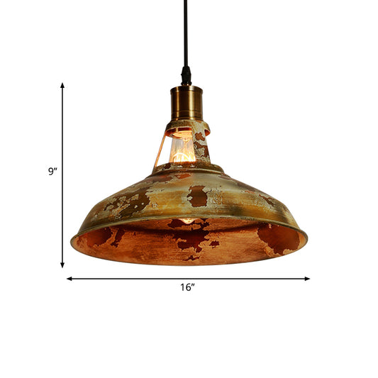 Rustic Style Barn Ceiling Pendant Lamp 1 Light Wrought Iron Hanging Light in Rust for Restaurant Clearhalo 'Art Deco Pendants' 'Cast Iron' 'Ceiling Lights' 'Ceramic' 'Crystal' 'Industrial Pendants' 'Industrial' 'Metal' 'Middle Century Pendants' 'Pendant Lights' 'Pendants' 'Tiffany' Lighting' 768581