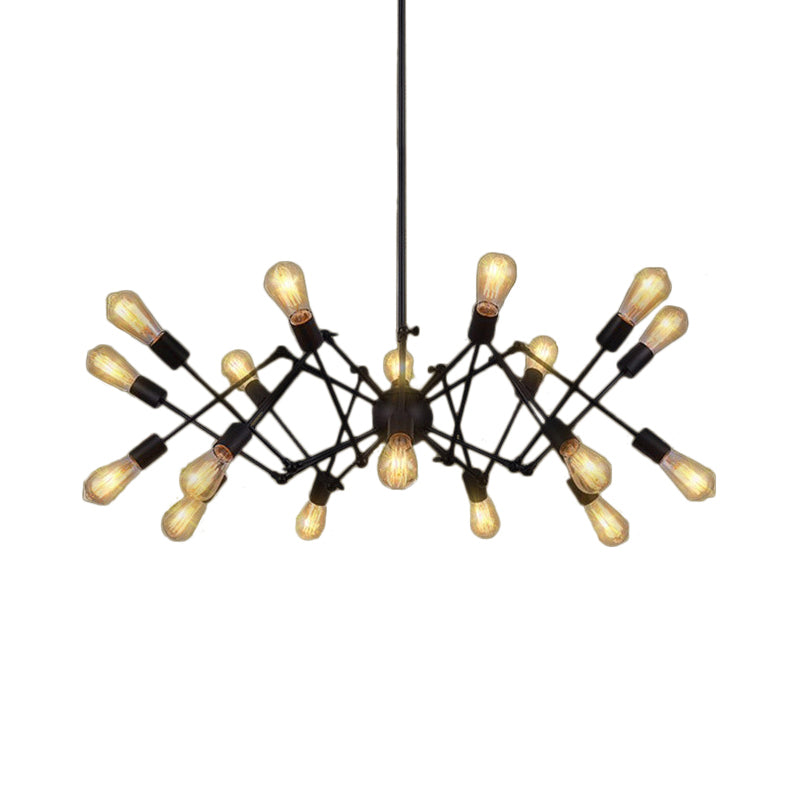 Spider Metal Hanging Ceiling Light Vintage Style Multi Light Restaurant Adjustable Chandelier Light in Black Clearhalo 'Cast Iron' 'Ceiling Lights' 'Chandeliers' 'Industrial Chandeliers' 'Industrial' 'Metal' 'Middle Century Chandeliers' 'Rustic Chandeliers' 'Tiffany' Lighting' 768666
