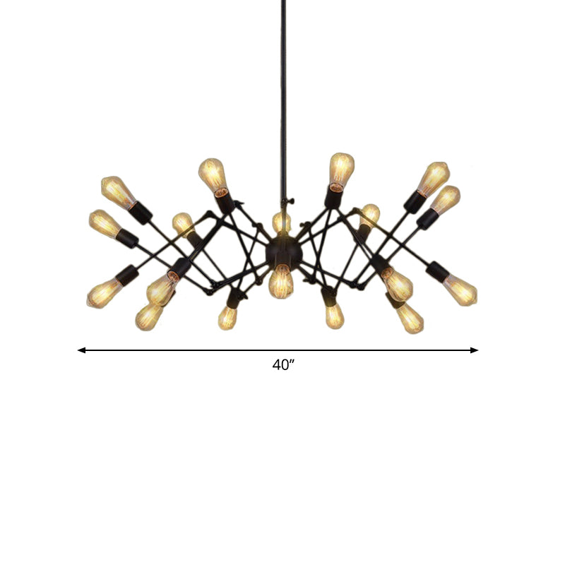 Spider Metal Hanging Ceiling Light Vintage Style Multi Light Restaurant Adjustable Chandelier Light in Black Clearhalo 'Cast Iron' 'Ceiling Lights' 'Chandeliers' 'Industrial Chandeliers' 'Industrial' 'Metal' 'Middle Century Chandeliers' 'Rustic Chandeliers' 'Tiffany' Lighting' 768667