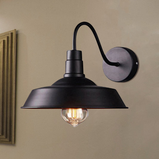 2 Packs Barn Metal Wall Lighting Industrial Retro 1 Head Kitchen Sconce Lamp with Gooseneck Arm in Black Black Clearhalo 'Art deco wall lights' 'Cast Iron' 'Glass' 'Industrial wall lights' 'Industrial' 'Middle century wall lights' 'Modern' 'Rustic wall lights' 'Tiffany' 'Traditional wall lights' 'Wall Lamps & Sconces' 'Wall Lights' Lighting' 768692
