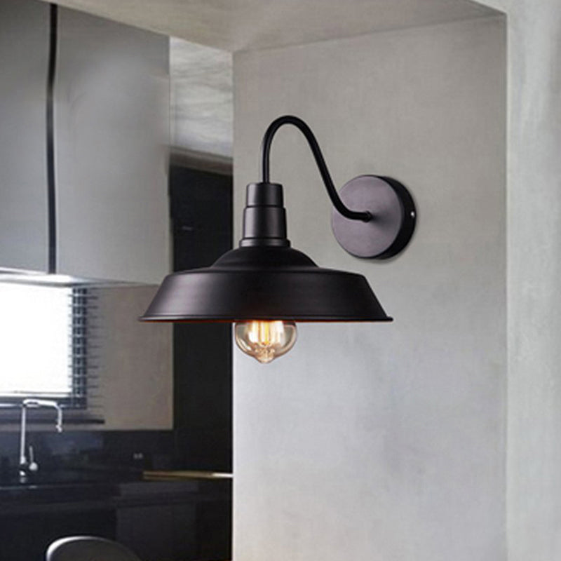 2 Packs Barn Metal Wall Lighting Industrial Retro 1 Head Kitchen Sconce Lamp with Gooseneck Arm in Black Clearhalo 'Art deco wall lights' 'Cast Iron' 'Glass' 'Industrial wall lights' 'Industrial' 'Middle century wall lights' 'Modern' 'Rustic wall lights' 'Tiffany' 'Traditional wall lights' 'Wall Lamps & Sconces' 'Wall Lights' Lighting' 768693