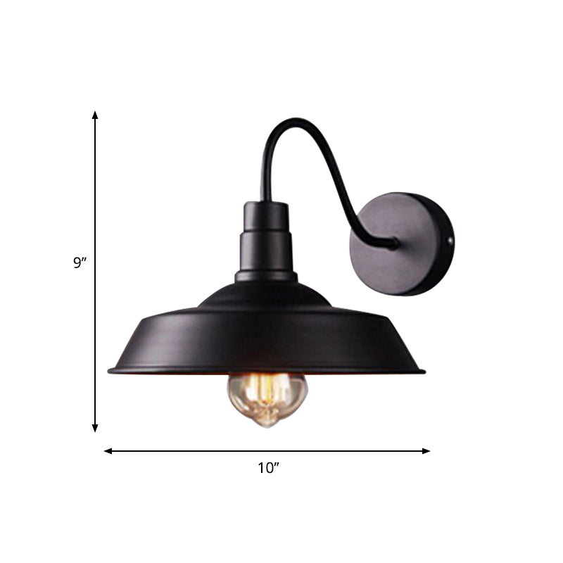2 Packs Barn Metal Wall Lighting Industrial Retro 1 Head Kitchen Sconce Lamp with Gooseneck Arm in Black Clearhalo 'Art deco wall lights' 'Cast Iron' 'Glass' 'Industrial wall lights' 'Industrial' 'Middle century wall lights' 'Modern' 'Rustic wall lights' 'Tiffany' 'Traditional wall lights' 'Wall Lamps & Sconces' 'Wall Lights' Lighting' 768696