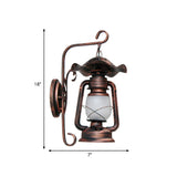 Opal Glass Antique Copper Sconce Light Kerosene 1-Light Industrial Wall Lamp Fixture Clearhalo 'Art deco wall lights' 'Cast Iron' 'Glass' 'Industrial wall lights' 'Industrial' 'Middle century wall lights' 'Modern' 'Rustic wall lights' 'Tiffany' 'Traditional wall lights' 'Wall Lamps & Sconces' 'Wall Lights' Lighting' 768769
