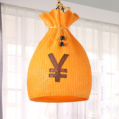 Industrial Rustic Single Pendant Lighting with Sack Design 1 Light Hanging Ceiling Light in Orange Orange Clearhalo 'Ceiling Lights' 'Pendant Lights' 'Pendants' Lighting' 768890_6651f3a6-3baf-4ea2-8f2f-399ab90901b0