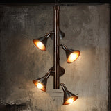 Antique Style Funnel Chandelier Lamp 6 Heads Iron Angle Adjustable Pendant Light Fixture in Bronze Bronze Clearhalo 'Cast Iron' 'Ceiling Lights' 'Chandeliers' 'Industrial Chandeliers' 'Industrial' 'Metal' 'Middle Century Chandeliers' 'Rustic Chandeliers' 'Tiffany' Lighting' 768935