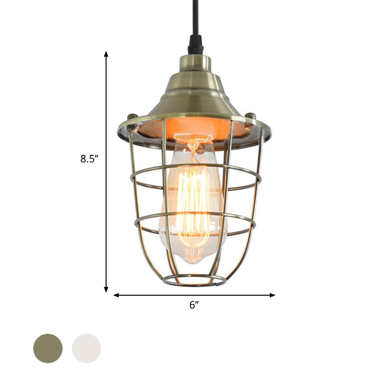 Wire Cage Bedside Hanging Light Industrial Vintage Metal 1 Bulb Brass/Chrome Finish Mini Pendant Lamp Clearhalo 'Art Deco Pendants' 'Cast Iron' 'Ceiling Lights' 'Ceramic' 'Crystal' 'Industrial Pendants' 'Industrial' 'Metal' 'Middle Century Pendants' 'Pendant Lights' 'Pendants' 'Tiffany' Lighting' 768944