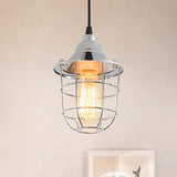 Wire Cage Bedside Hanging Light Industrial Vintage Metal 1 Bulb Brass/Chrome Finish Mini Pendant Lamp Clearhalo 'Art Deco Pendants' 'Cast Iron' 'Ceiling Lights' 'Ceramic' 'Crystal' 'Industrial Pendants' 'Industrial' 'Metal' 'Middle Century Pendants' 'Pendant Lights' 'Pendants' 'Tiffany' Lighting' 768946