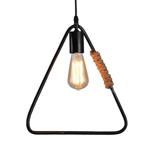 Black 1 Head Hanging Ceiling Light Industrial Rustic Metal Triangle Shaped Suspension Lamp for Farmhouse Clearhalo 'Art Deco Pendants' 'Black' 'Cast Iron' 'Ceiling Lights' 'Ceramic' 'Crystal' 'Industrial Pendants' 'Industrial' 'Metal' 'Middle Century Pendants' 'Pendant Lights' 'Pendants' 'Rustic Pendants' 'Tiffany' Lighting' 768957