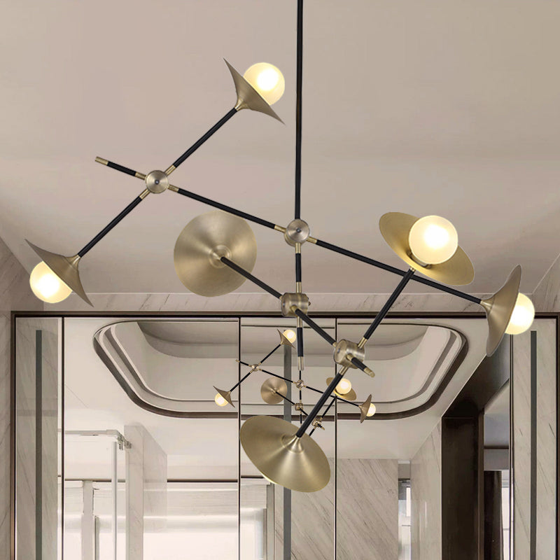 Brass Flared Shade Hanging Chandelier Contemporary 3/6/12 Lights Metal Suspension Lamp 6 Brass Clearhalo 'Ceiling Lights' 'Chandeliers' 'Modern Chandeliers' 'Modern' Lighting' 768991