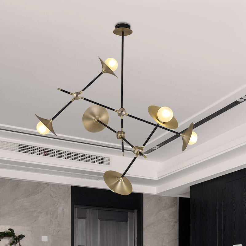 Brass Flared Shade Hanging Chandelier Contemporary 3/6/12 Lights Metal Suspension Lamp Clearhalo 'Ceiling Lights' 'Chandeliers' 'Modern Chandeliers' 'Modern' Lighting' 768992