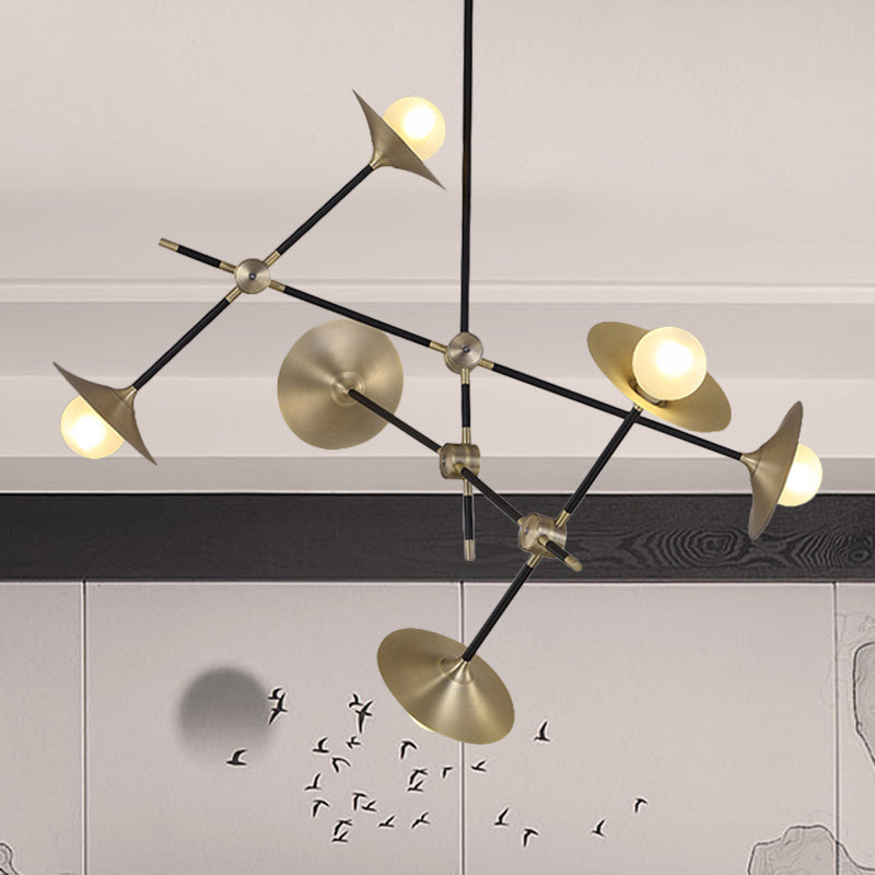 Brass Flared Shade Hanging Chandelier Contemporary 3/6/12 Lights Metal Suspension Lamp Clearhalo 'Ceiling Lights' 'Chandeliers' 'Modern Chandeliers' 'Modern' Lighting' 768993