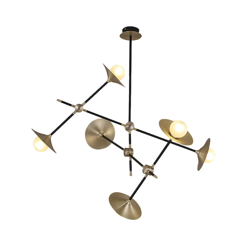 Brass Flared Shade Hanging Chandelier Contemporary 3/6/12 Lights Metal Suspension Lamp Clearhalo 'Ceiling Lights' 'Chandeliers' 'Modern Chandeliers' 'Modern' Lighting' 768994
