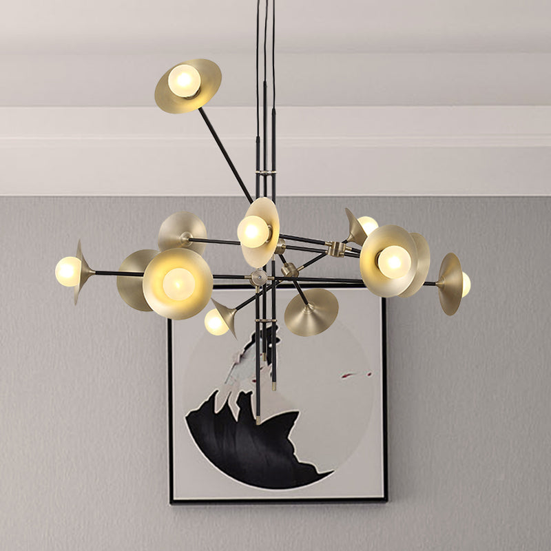 Brass Flared Shade Hanging Chandelier Contemporary 3/6/12 Lights Metal Suspension Lamp Clearhalo 'Ceiling Lights' 'Chandeliers' 'Modern Chandeliers' 'Modern' Lighting' 768997